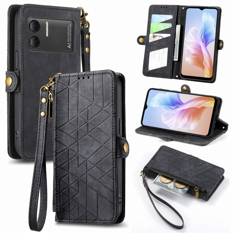 For DOOGEE X98 Pro / X98 Geometric Zipper Wallet Side Buckle Leather Phone Case