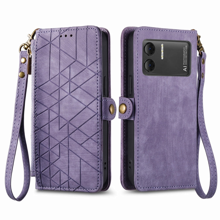 For DOOGEE X98 Pro / X98 Geometric Zipper Wallet Side Buckle Leather Phone Case