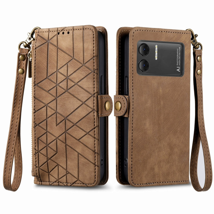For DOOGEE X98 Pro / X98 Geometric Zipper Wallet Side Buckle Leather Phone Case