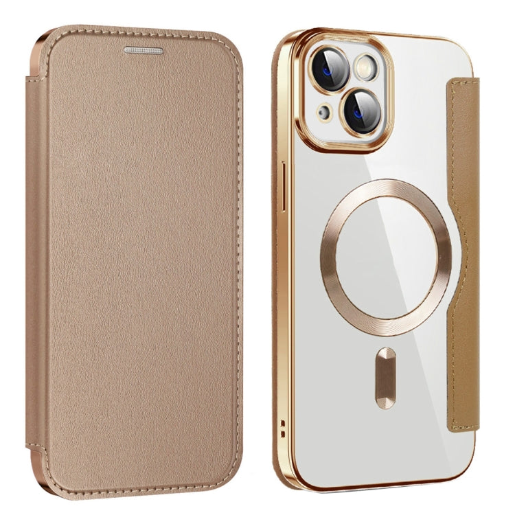 For iPhone 15 Plus Shield MagSafe RFID Anti-theft Leather Phone Case
