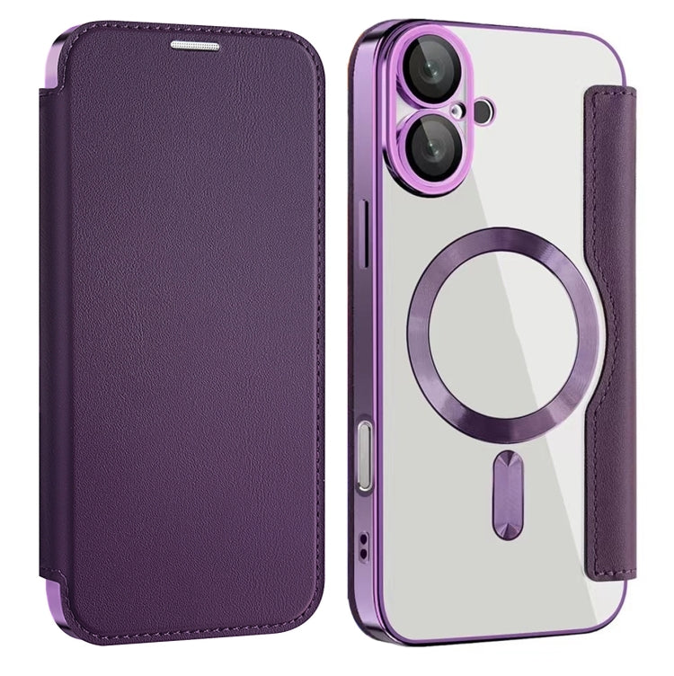 For iPhone 16 Plus Shield MagSafe RFID Anti-theft Leather Phone Case