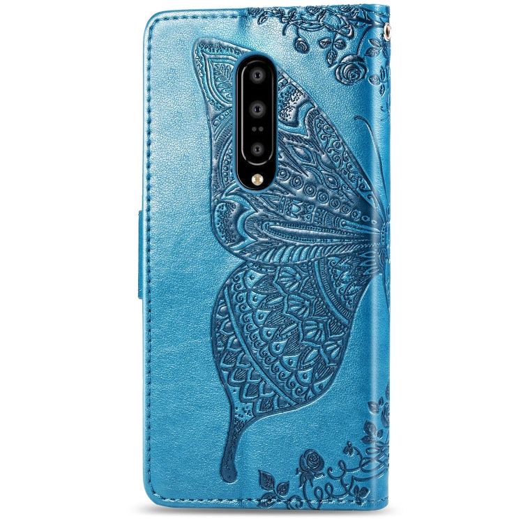 Butterfly Love Flowers Embossing Horizontal Flip Leather Case for OnePlus 7 Pro, with Holder & Card Slots & Wallet & Lanyard