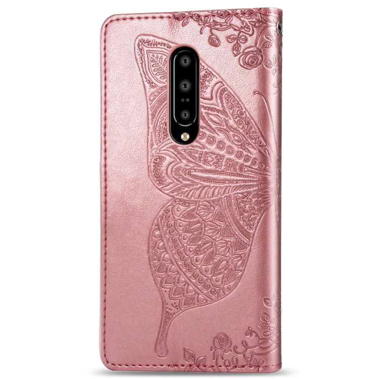 Butterfly Love Flowers Embossing Horizontal Flip Leather Case for OnePlus 7 Pro, with Holder & Card Slots & Wallet & Lanyard
