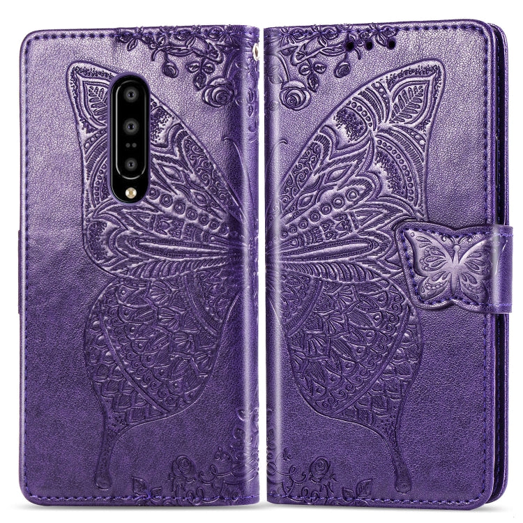 Butterfly Love Flowers Embossing Horizontal Flip Leather Case for OnePlus 7 Pro, with Holder & Card Slots & Wallet & Lanyard
