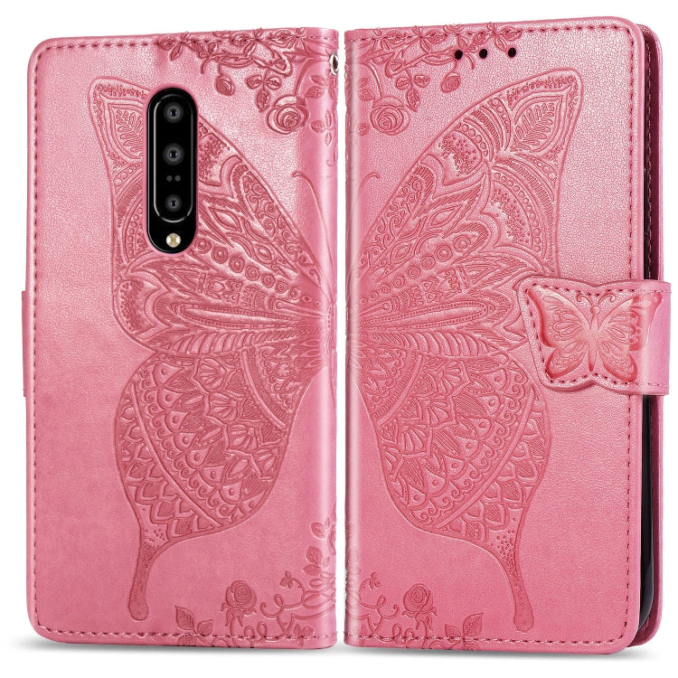 Butterfly Love Flowers Embossing Horizontal Flip Leather Case for OnePlus 7 Pro, with Holder & Card Slots & Wallet & Lanyard