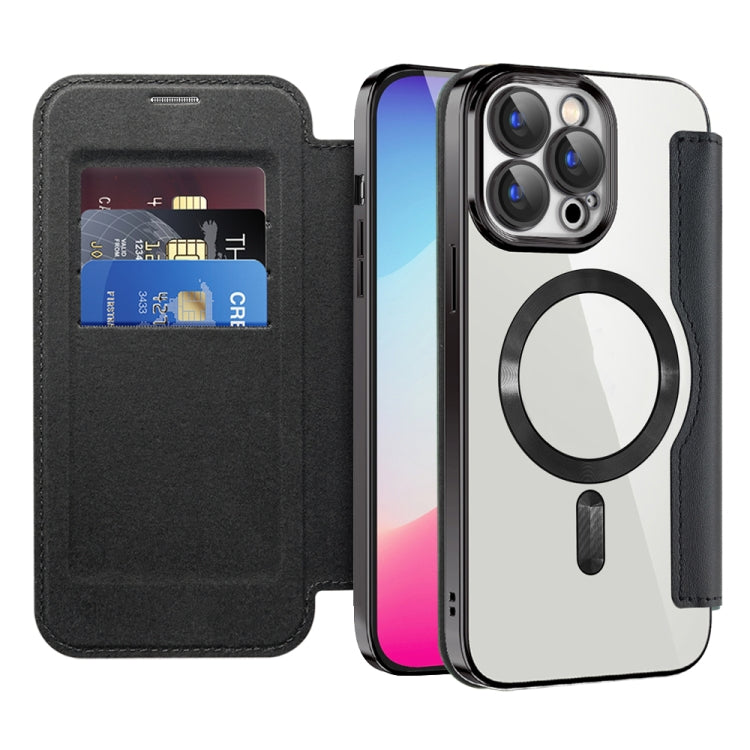 For iPhone 15 Pro Max Shield MagSafe RFID Anti-theft Leather Phone Case