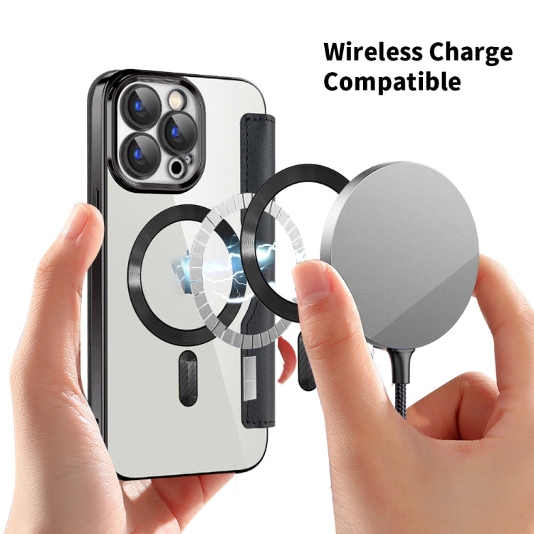 For iPhone 15 Pro Max Shield MagSafe RFID Anti-theft Leather Phone Case