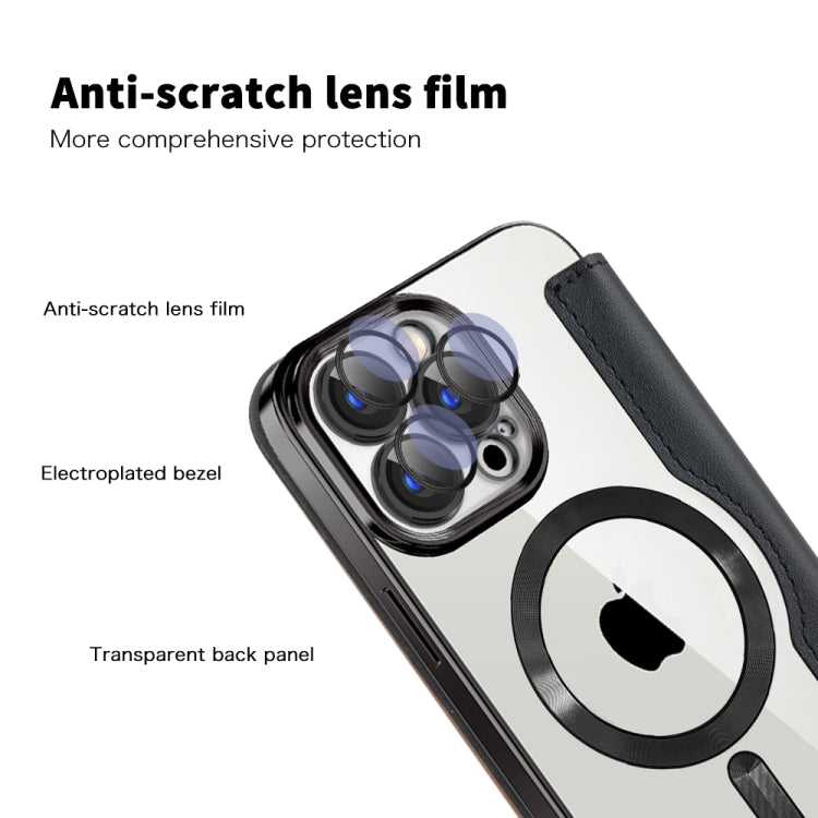 For iPhone 15 Pro Shield MagSafe RFID Anti-theft Leather Phone Case
