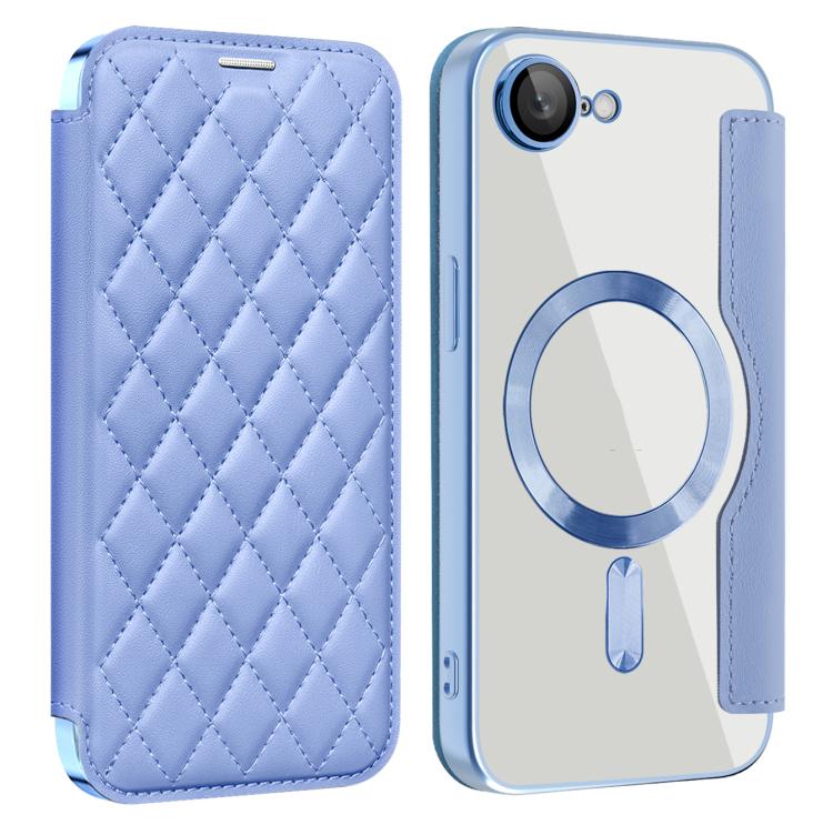 For iPhone 17e / 16e Shield Magsafe RFID Anti-theft Rhombus Leather Phone Case