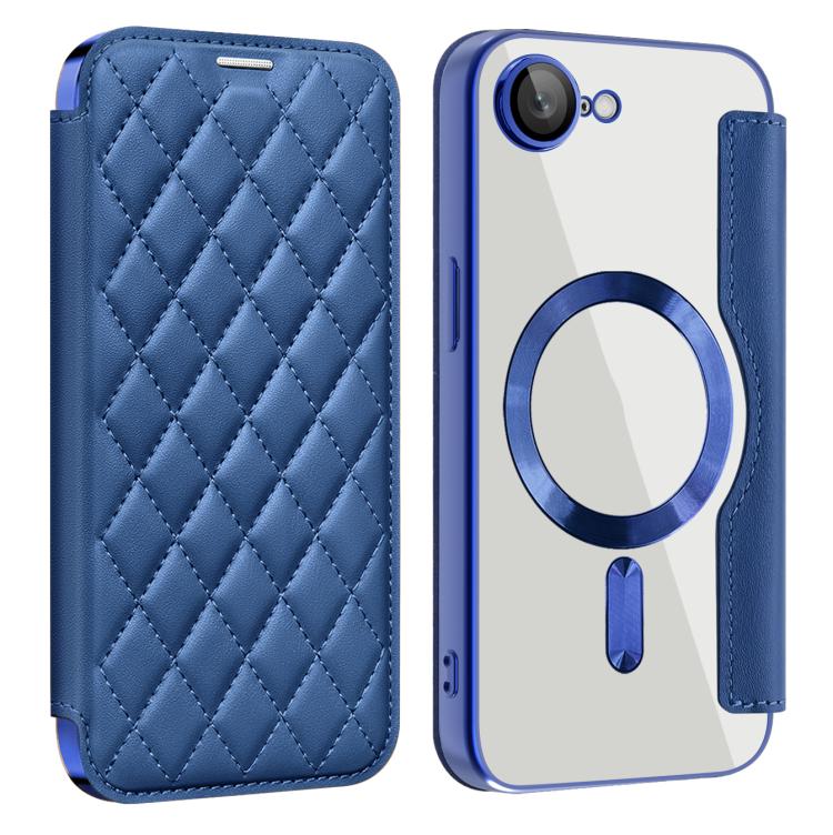 For iPhone 17e / 16e Shield Magsafe RFID Anti-theft Rhombus Leather Phone Case