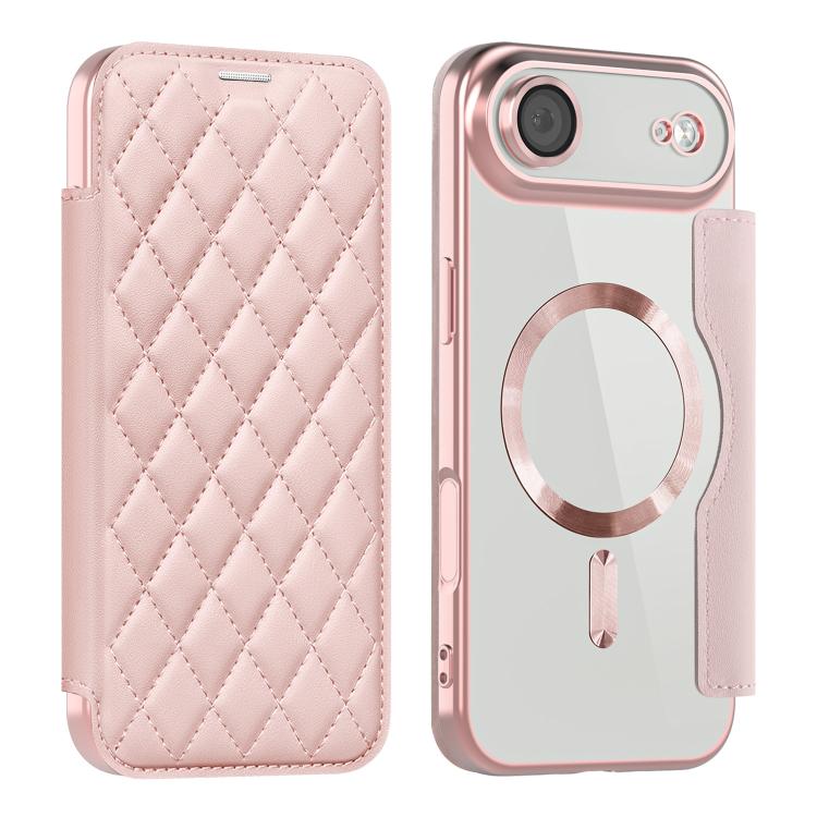 For iPhone Air Shield Magsafe RFID Anti-theft Rhombus Leather Phone Case