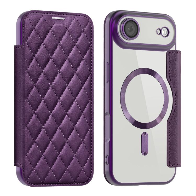 For iPhone Air Shield Magsafe RFID Anti-theft Rhombus Leather Phone Case