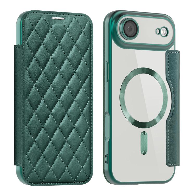For iPhone Air Shield Magsafe RFID Anti-theft Rhombus Leather Phone Case