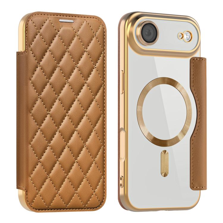 For iPhone Air Shield Magsafe RFID Anti-theft Rhombus Leather Phone Case
