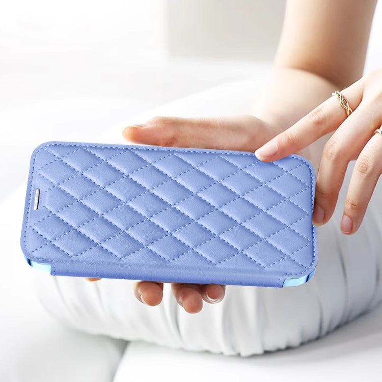 For iPhone 16 Plus Shield Magsafe RFID Anti-theft Rhombus Leather Phone Case
