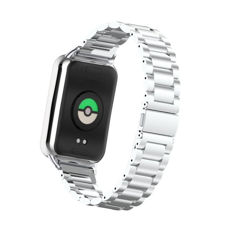 For Xiaomi Mi Band 8 Pro Three Bead Metal Stainless Steel Watch Band