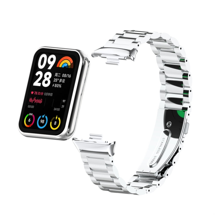For Xiaomi Mi Band 8 Pro Three Bead Metal Stainless Steel Watch Band