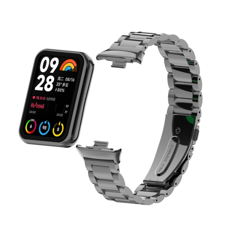 For Xiaomi Mi Band 8 Pro Three Bead Metal Stainless Steel Watch Band