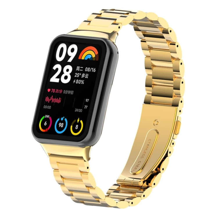 For Xiaomi Mi Band 8 Pro Three Bead Metal Stainless Steel Watch Band