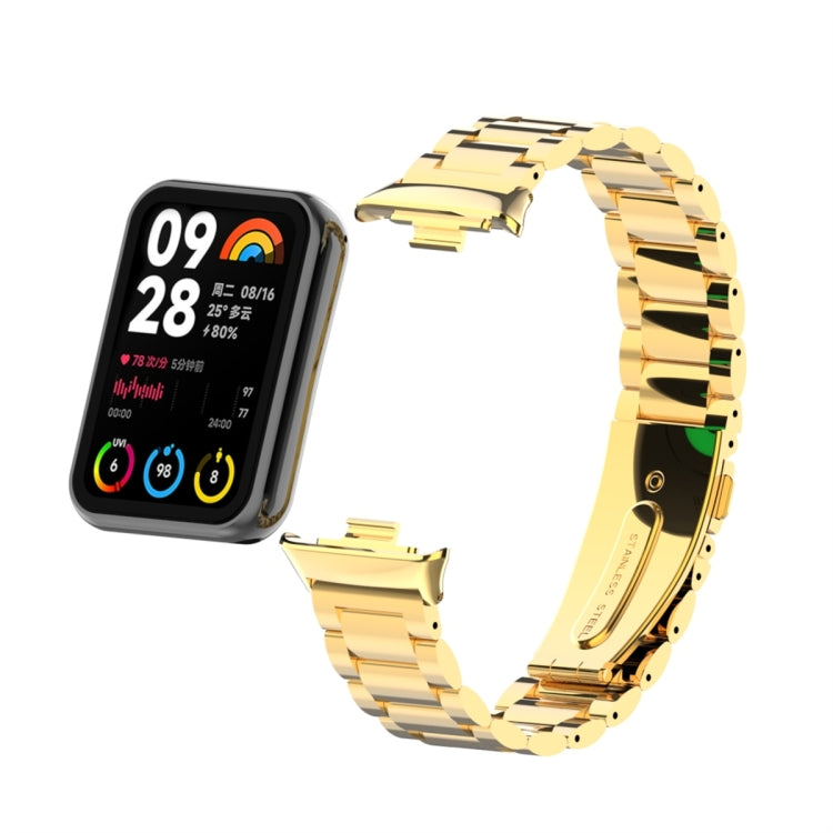 For Xiaomi Mi Band 8 Pro Three Bead Metal Stainless Steel Watch Band