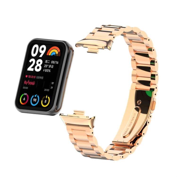 For Xiaomi Mi Band 8 Pro Three Bead Metal Stainless Steel Watch Band