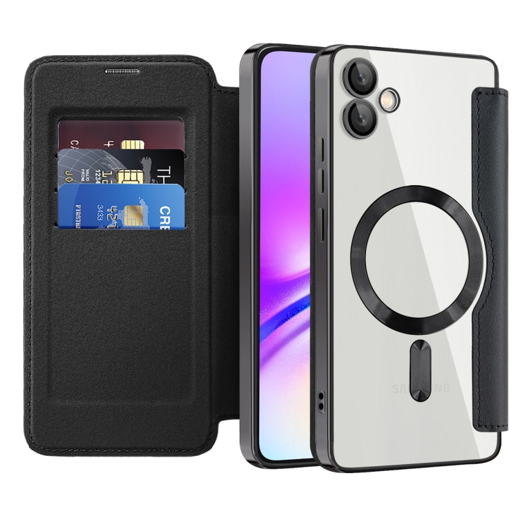 For Samsung Galaxy A05 Shield MagSafe RFID Anti-theft Rhombus Leather Phone Case