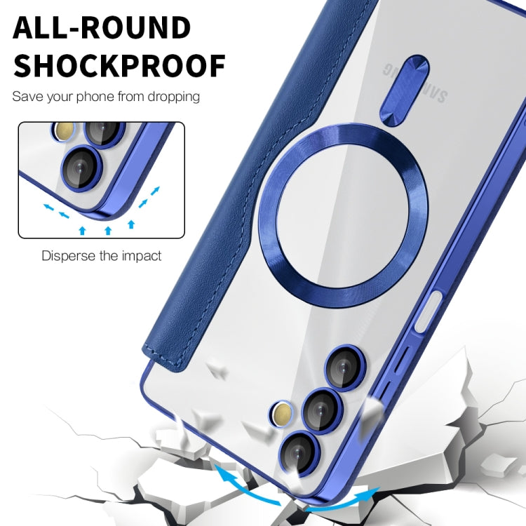 For Samsung Galaxy A05s Shield MagSafe RFID Anti-theft Rhombus Leather Phone Case