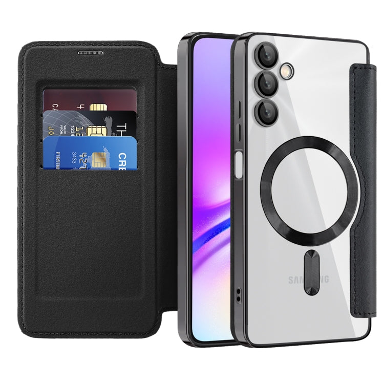 For Samsung Galaxy A05s Shield MagSafe RFID Anti-theft Rhombus Leather Phone Case