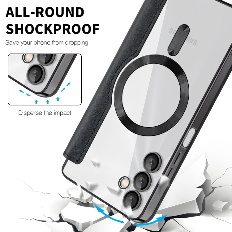 For Samsung Galaxy A05s Shield MagSafe RFID Anti-theft Rhombus Leather Phone Case