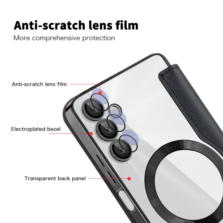 For Samsung Galaxy A05s Shield MagSafe RFID Anti-theft Rhombus Leather Phone Case