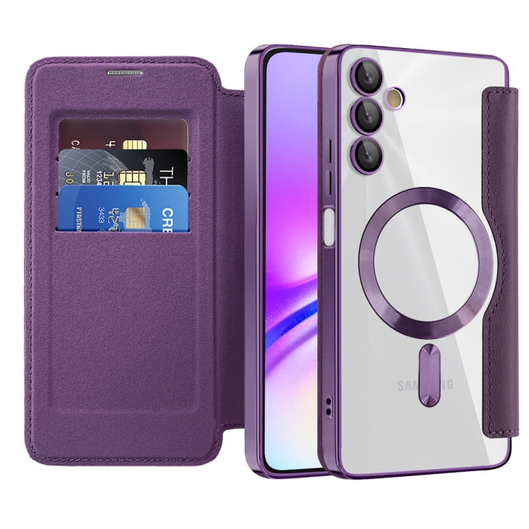 For Samsung Galaxy A05s Shield MagSafe RFID Anti-theft Rhombus Leather Phone Case