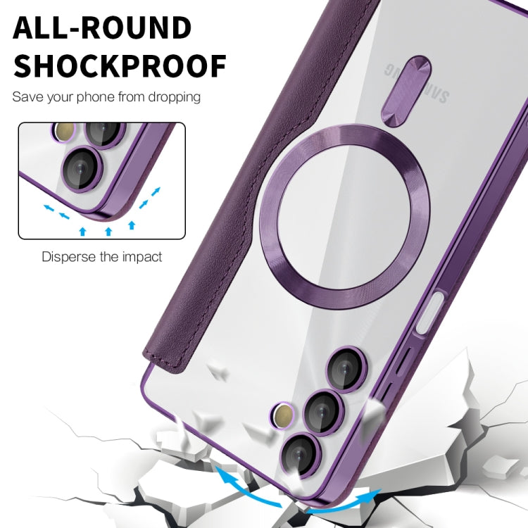 For Samsung Galaxy A05s Shield MagSafe RFID Anti-theft Rhombus Leather Phone Case