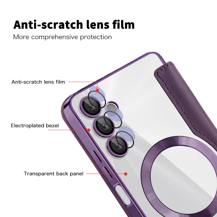 For Samsung Galaxy A05s Shield MagSafe RFID Anti-theft Rhombus Leather Phone Case