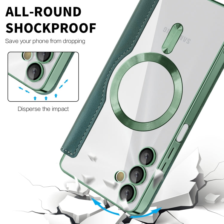 For Samsung Galaxy A05s Shield MagSafe RFID Anti-theft Rhombus Leather Phone Case