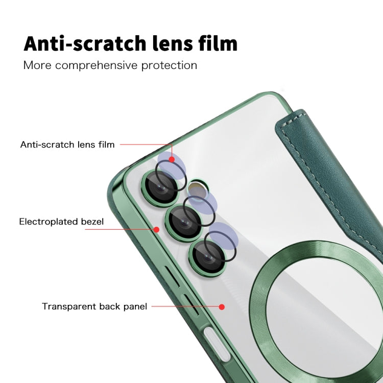 For Samsung Galaxy A05s Shield MagSafe RFID Anti-theft Rhombus Leather Phone Case