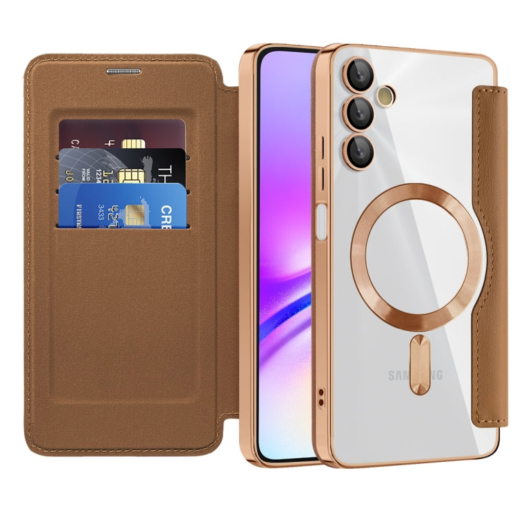 For Samsung Galaxy A05s Shield MagSafe RFID Anti-theft Rhombus Leather Phone Case