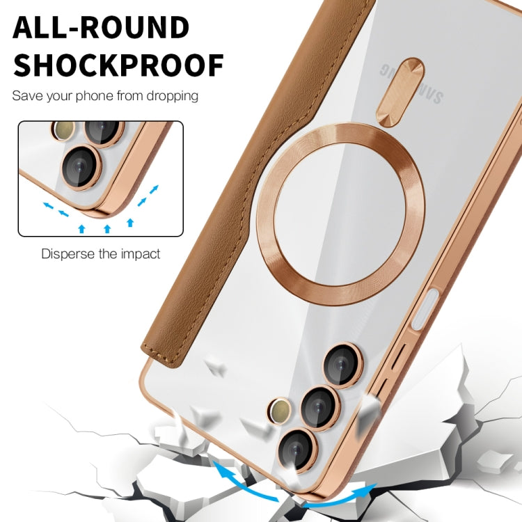 For Samsung Galaxy A05s Shield MagSafe RFID Anti-theft Rhombus Leather Phone Case