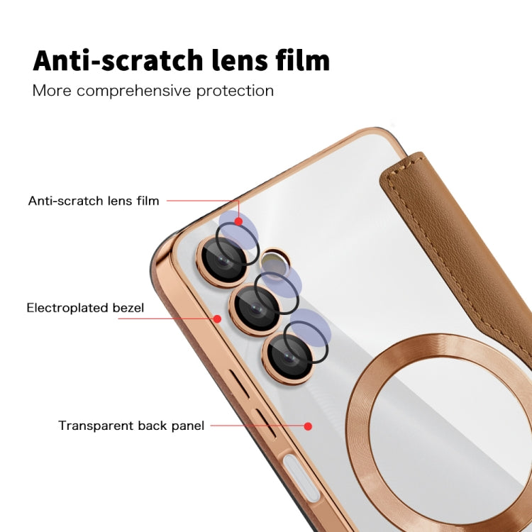 For Samsung Galaxy A05s Shield MagSafe RFID Anti-theft Rhombus Leather Phone Case