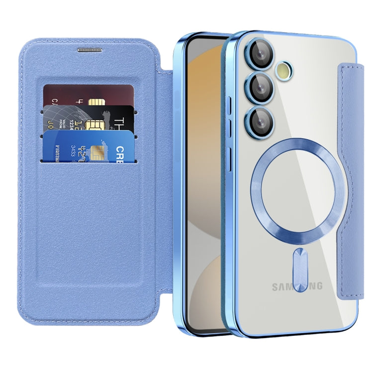For Samsung Galaxy S24 FE 5G Shield MagSafe RFID Anti-theft Rhombus Leather Phone Case