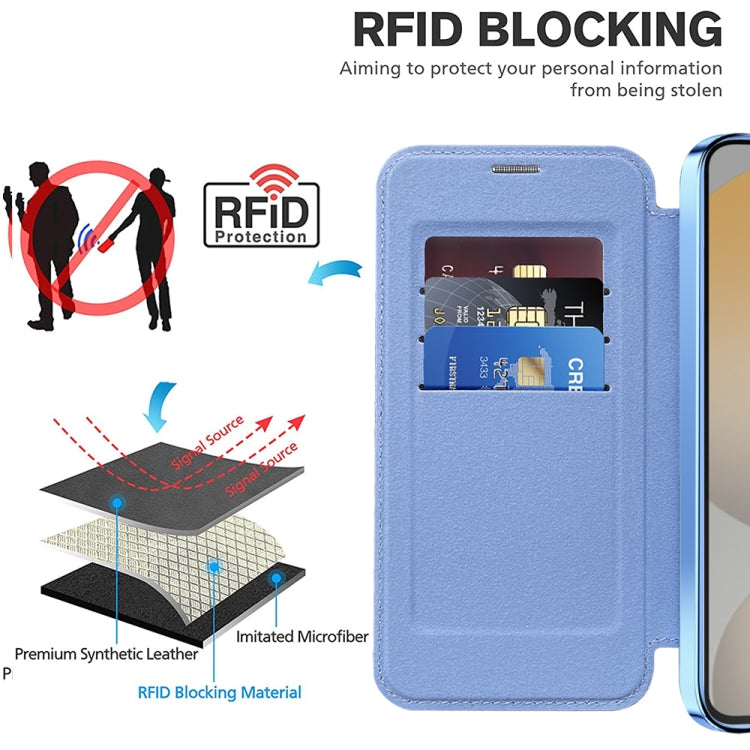 For Samsung Galaxy S24 FE 5G Shield MagSafe RFID Anti-theft Rhombus Leather Phone Case