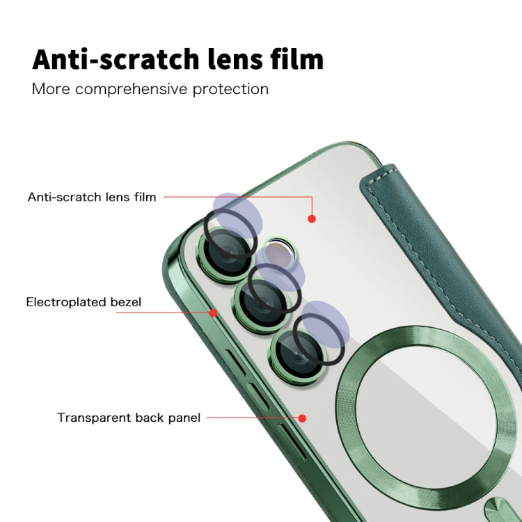 For Samsung Galaxy S24 FE 5G Shield MagSafe RFID Anti-theft Rhombus Leather Phone Case
