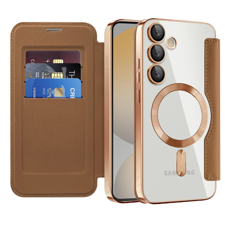 For Samsung Galaxy S24 FE 5G Shield MagSafe RFID Anti-theft Rhombus Leather Phone Case