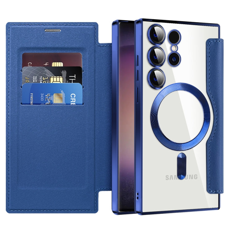 For Samsung Galaxy S25 Ultra 5G Shield MagSafe RFID Anti-theft Rhombus Leather Phone Case
