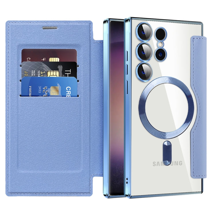 For Samsung Galaxy S25 Ultra 5G Shield MagSafe RFID Anti-theft Rhombus Leather Phone Case