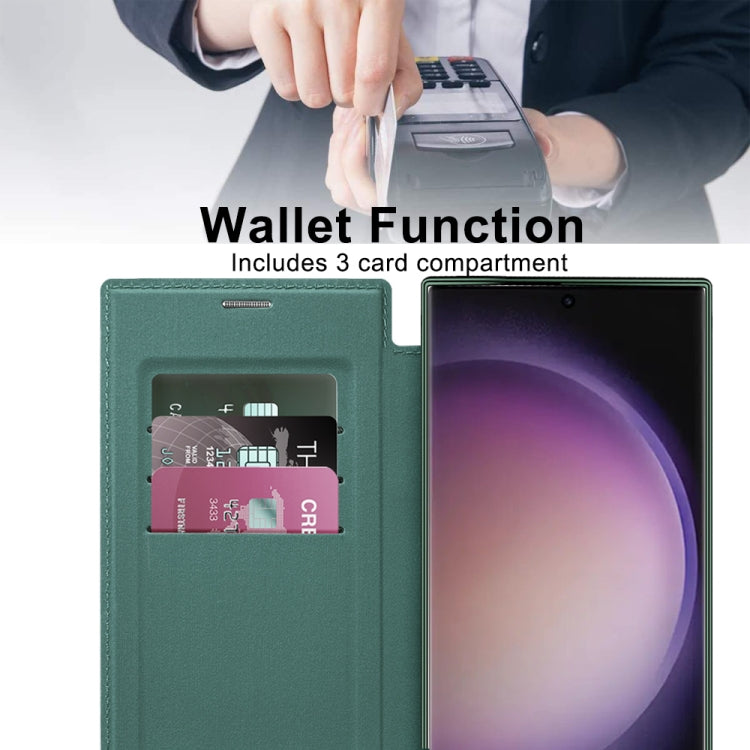 For Samsung Galaxy S25 Ultra 5G Shield MagSafe RFID Anti-theft Rhombus Leather Phone Case