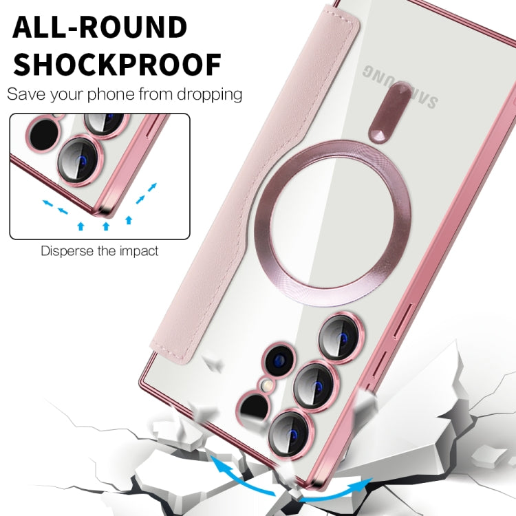 For Samsung Galaxy S25 Ultra 5G Shield MagSafe RFID Anti-theft Rhombus Leather Phone Case