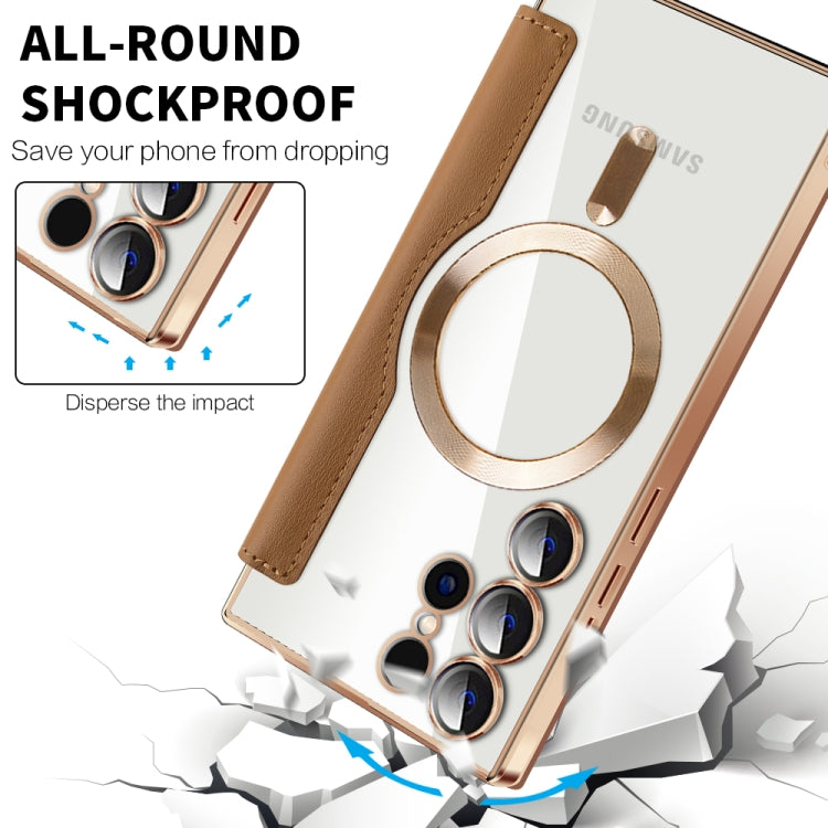 For Samsung Galaxy S25 Ultra 5G Shield MagSafe RFID Anti-theft Rhombus Leather Phone Case