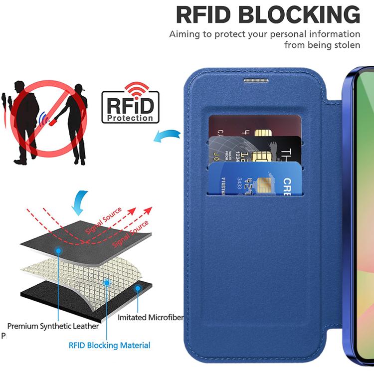 For Samsung Galaxy A56 5G Shield MagSafe RFID Anti-theft Rhombus Leather Phone Case