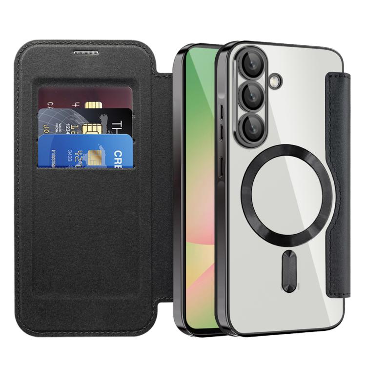 For Samsung Galaxy A56 5G Shield MagSafe RFID Anti-theft Rhombus Leather Phone Case