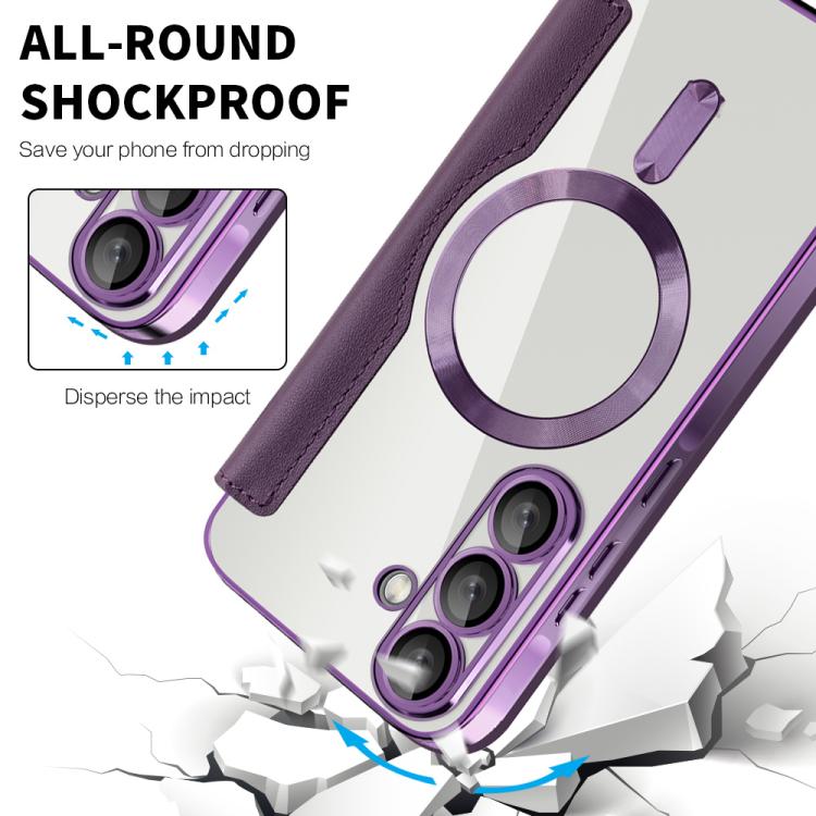 For Samsung Galaxy A56 5G Shield MagSafe RFID Anti-theft Rhombus Leather Phone Case
